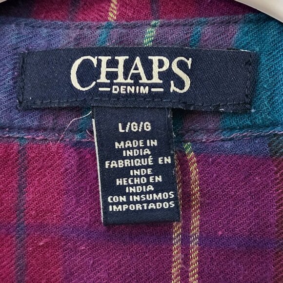 Chaps Ralph Lauren Women's Long Sleeve Flannel Top ~ Multicolor ~ Size L (Large) - Picture 4 of 4